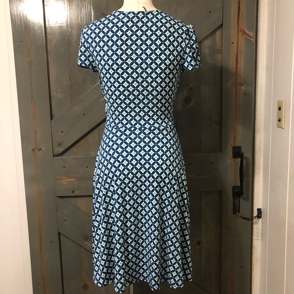 Leota Blue Geometric Print Dress Size Small - Picture 4 of 7